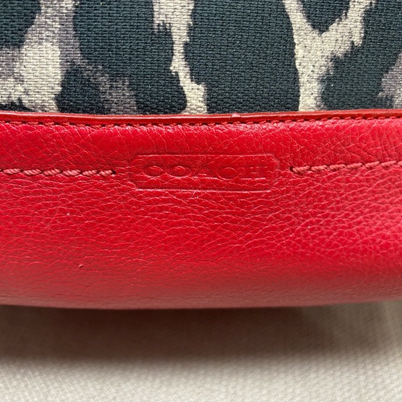 COACH VINTAGE LEOPARD PRINT TOTE WITH RED LEATHER TRIM - Picture 10 of 15